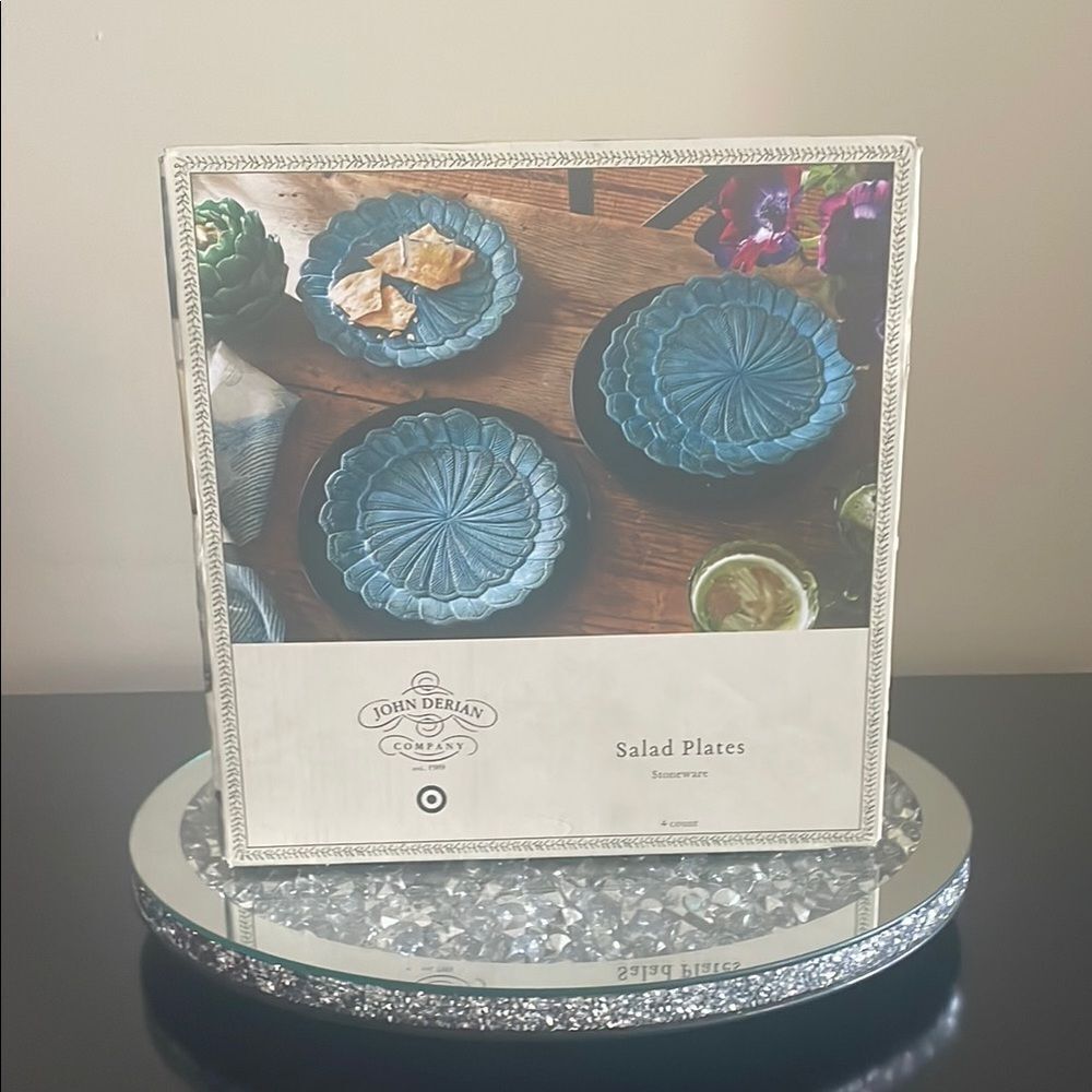 John Derian x target 4 count blue stoneware salad plates